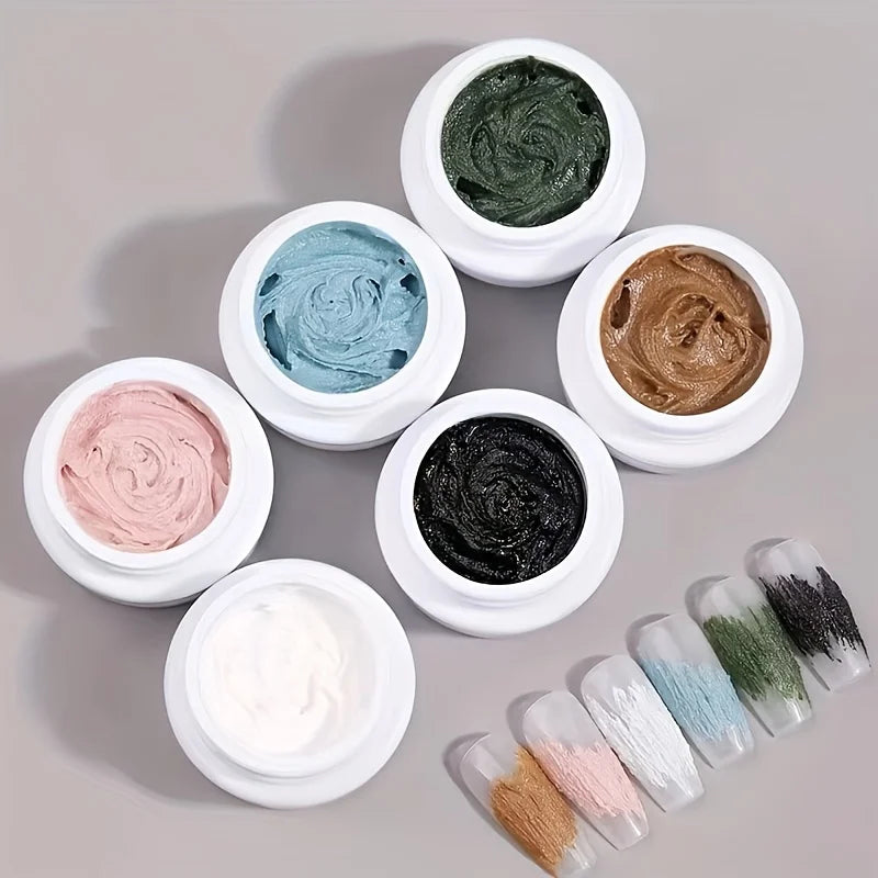6 Colors Gel Nail Art Plaster Effect 3D Sand Texture No Need Top Coat Gel Polish UV Nail Polish Lacquer Varnish