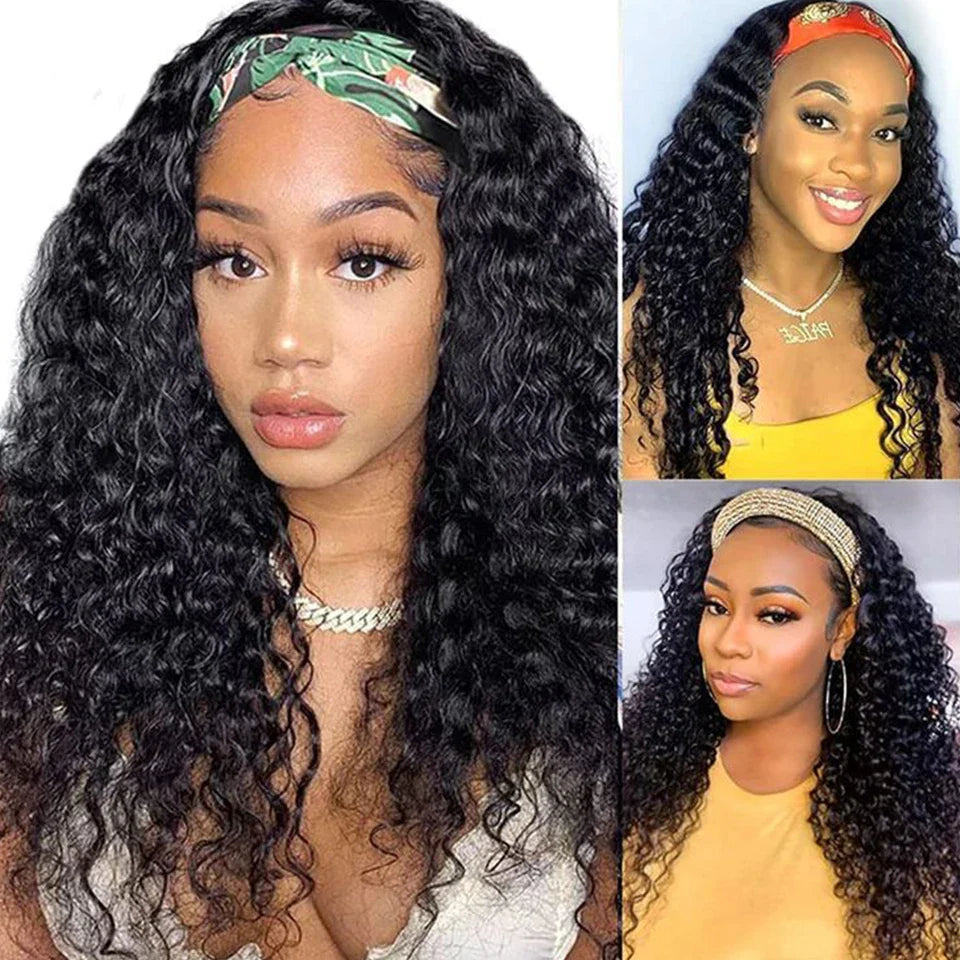180% Density Kinky Jerry Curly Headband Wig | Glueless Peruvian Human Hair