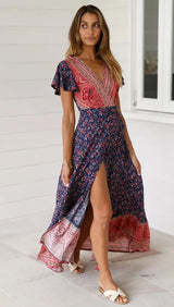 2024 Summer Leisure Hot Sale Holiday Printed Dress Sexy Long Dress Women's Wear - Lootquake
