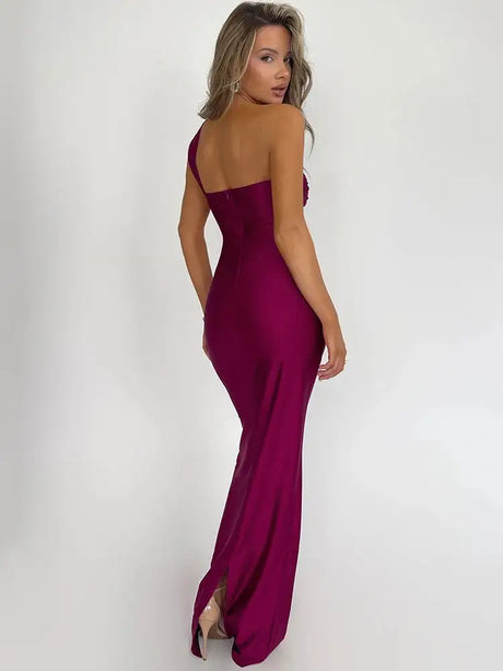 Mozision Strapless Backless Sexy Maxi Dress For Women Fashion One Shoulder Sleeveless Bodycon Club Party Long Dress Elegant - Lootquake