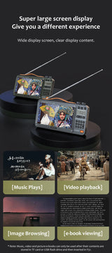 Enceintes Bluetooth sans fil SANSUI, radio pleine bande, lecteur vidéo LED HD, baladeur MP4 portable, batterie rechargeable intégrée