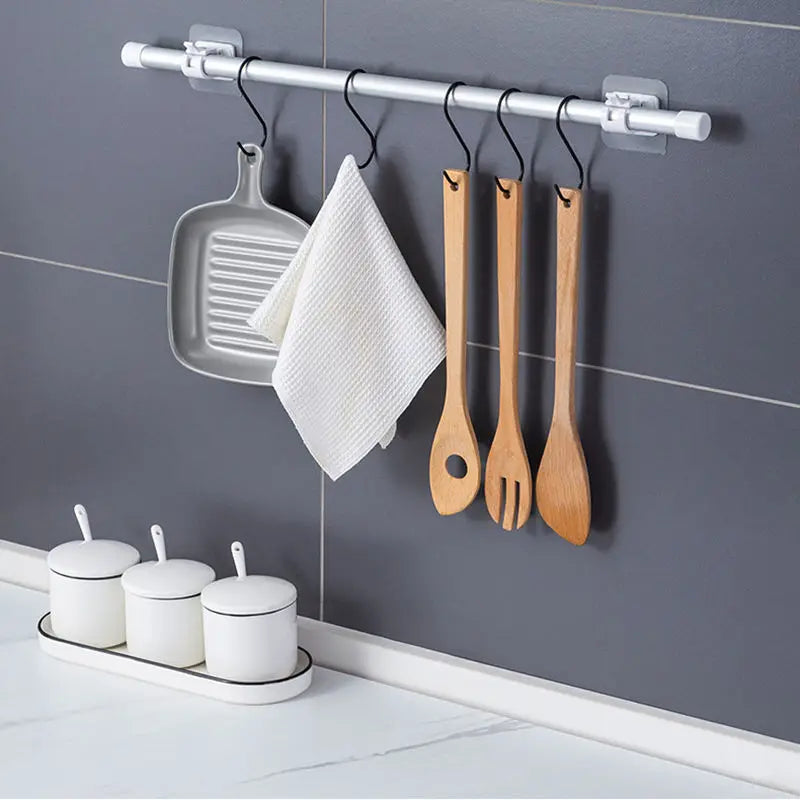 2/4 piezas de abrazaderas autoadhesivas ajustables para barra de cortina, soporte de pared para barra de cortina, sin clavos, para colgar en la pared