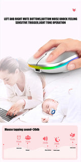 Souris de jeu sans fil, rétroéclairée, compatible USB, rechargeable, RVB, silencieuse, ergonomique, pour ordinateur portable et PC