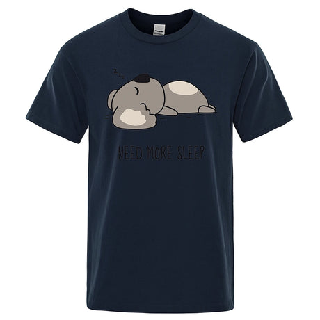 Need More Sleep Cartoons Bear Men Tshirt Street T-Shirts Hip Hop Unisex Tops Fashion Cotton Clothes Casual Breathable T Shirt - Lootquake