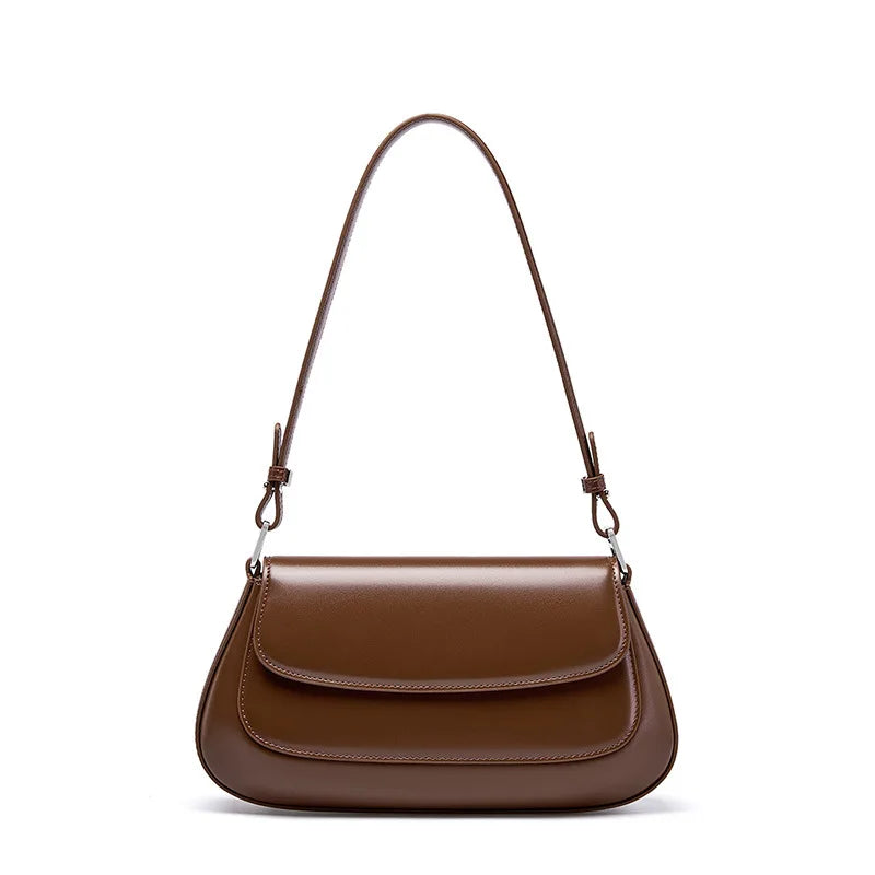 100% Genuine Leather Women's Shoulder Bag | Korean Style Ladies Luxury Cow Leather Crossbody & Armpit Handbag for Street Shopping