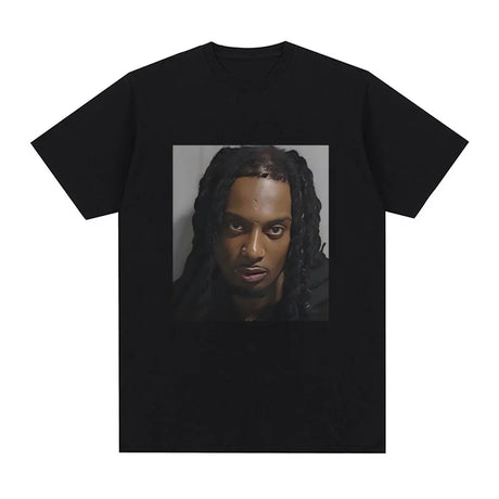 Rapper Playboi Carti Mugshot Graphic T-shirt Men's Fashion Vintage Hip Hop T Shirt Casual Cotton Short Sleeve Oversized T-Shirts - Lootquake