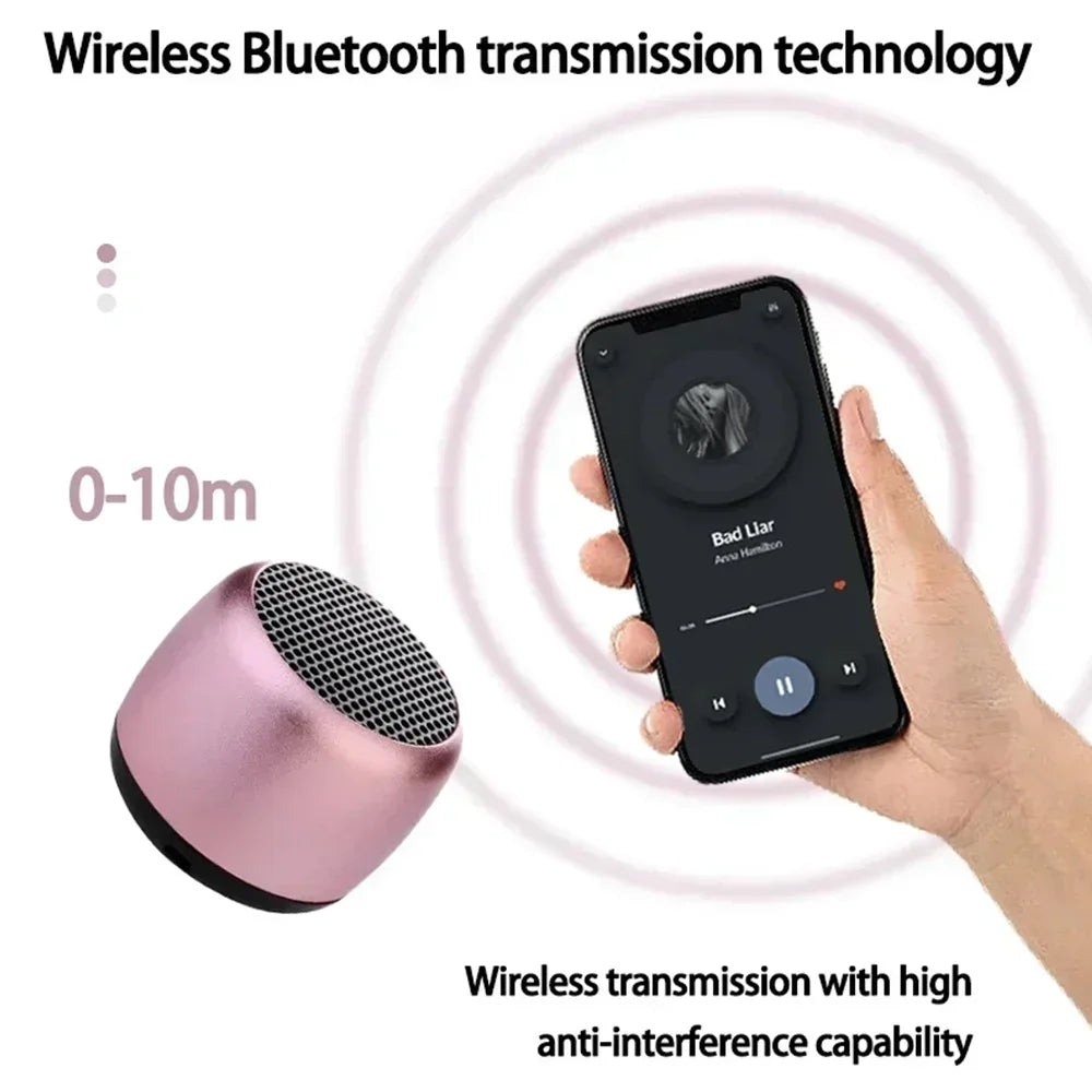 Mini haut-parleur Bluetooth, son HD avec basses, le plus petit haut-parleur sans fil pour téléphone, PC, tablette, avec bouton selfie, fonction d'appel, mignon