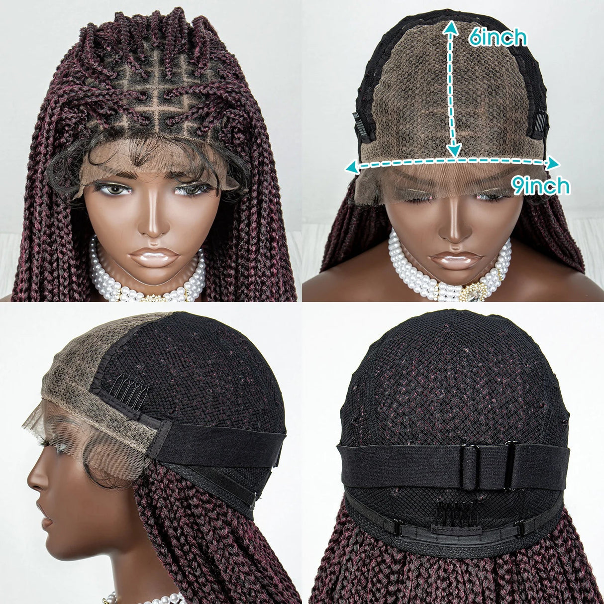 36" Water Wave Braided Wig | Lace Front | Baby Hair | Long Braids