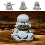 Adorno de Buda sonriente gordo de estilo chino, escultura de Buda de dibujos animados de arenisca verde, estatua de Buda tallada a mano