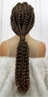 28" Knotless Cornrow Braids Wig with Curly Ends | Transparent Lace Front | Baby Hair