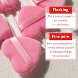 Heart Shaped Velvet Powder Puffs Dry Wet Dual Use 10Pcs All-Purpose Makeup Foundation Blending Sponge Set