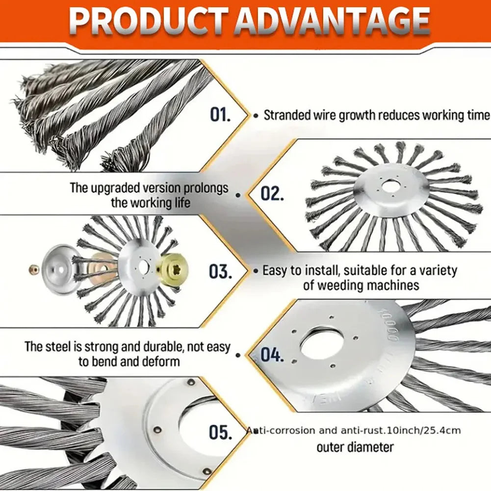 10/6/5/4 inch Steel Wire Trimming Head Lawn Mower Brush Cutter Accessories Garden Tool Universal Gasoline Brushhead Parts Tools