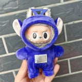 Muñeca Labubu II de 17 cm con atuendo de moda, linda muñeca de peluche sentada, ídolo de fiesta, ropa y accesorios personalizables, juguete para todas las edades.
