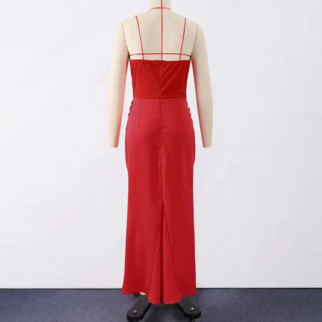 Sexy Strapless Patchwork Long Dress Women Slim Sleeveless Pleated Mermaid Dresses 2025 Spring Summer Lady Evening Solid Robe - Lootquake