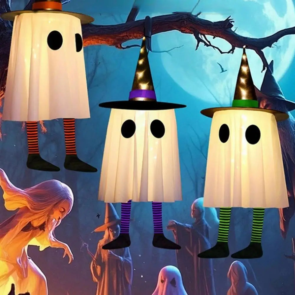LED Witch Hat Halloween Decor - Glowing Hanging Ornament, Spooky Party Decoration for Haunted House & Witchcraft Theme