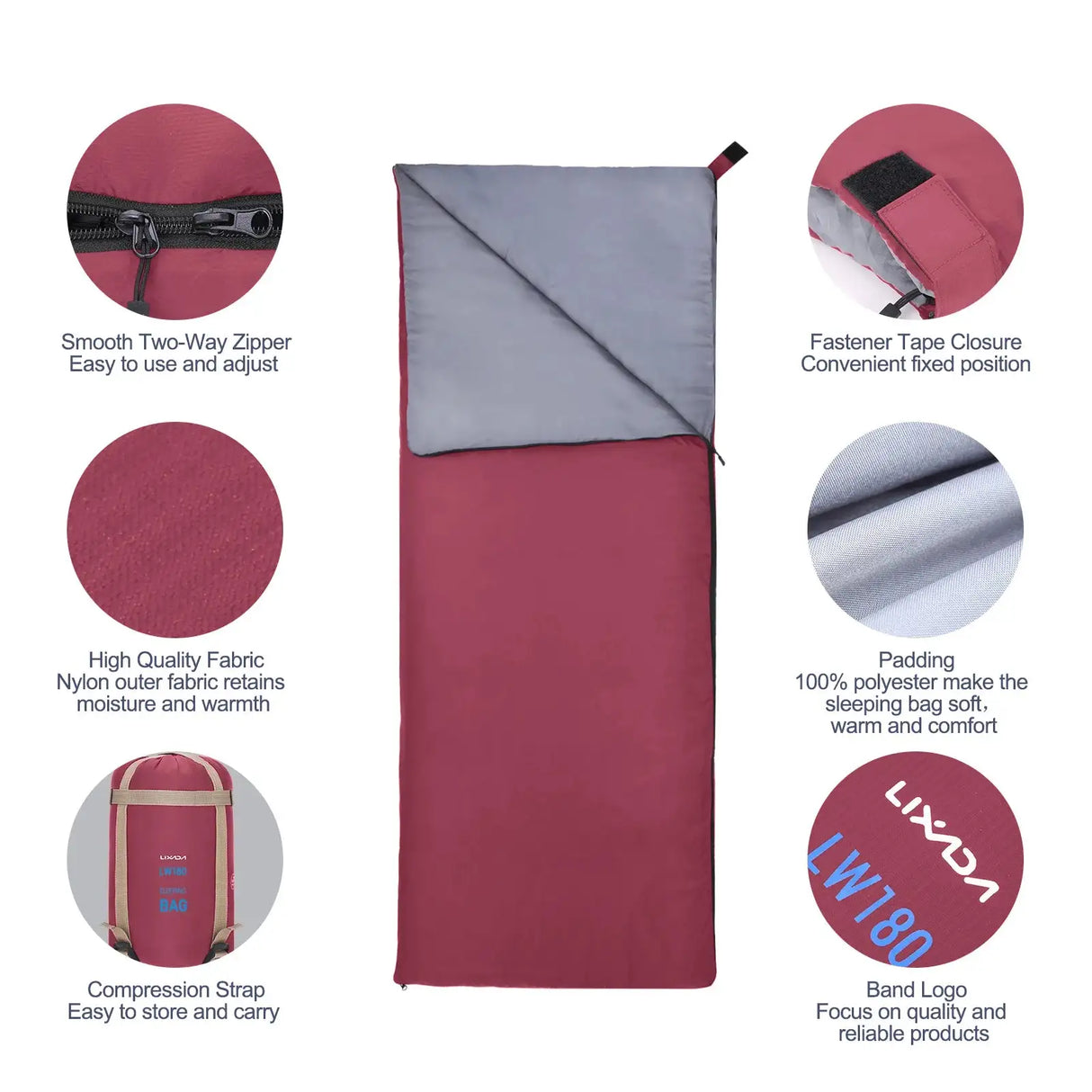 Saco de dormir portátil para exteriores Lixada de 190 x 75 cm, para acampar, viajar, senderismo, multifunción, ultraligero, 680 g, para mochileros.