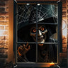 Halloween decoration, 1 piece, polyester material window banner with terrifying and fantastical patterns, evil witch theme