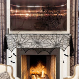 Halloween Decorations Set Spider Web Table Runner Fireplace Scarf Cover Tablecloth 3D Bats Wall Stickers Halloween Party Decor