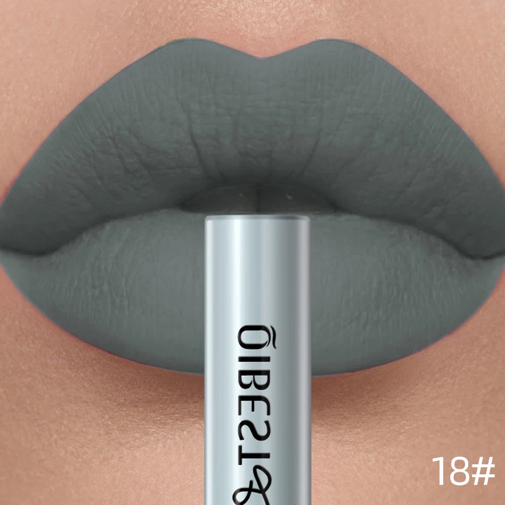 QIBEST Rouge à lèvres liquide mat Waterproof longue tenue Velours Gloss à lèvres Tube de teinte Pigment Nude mat Rouge à lèvres Maquillage des lèvres