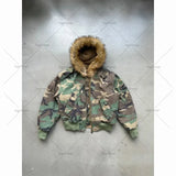 New Trendy Brand Retro Camouflage Fur Collar Zipper Hoodie Street Punk Personality Jacket Hip-hop Casual Oversized Sweatshirt - Lootquake