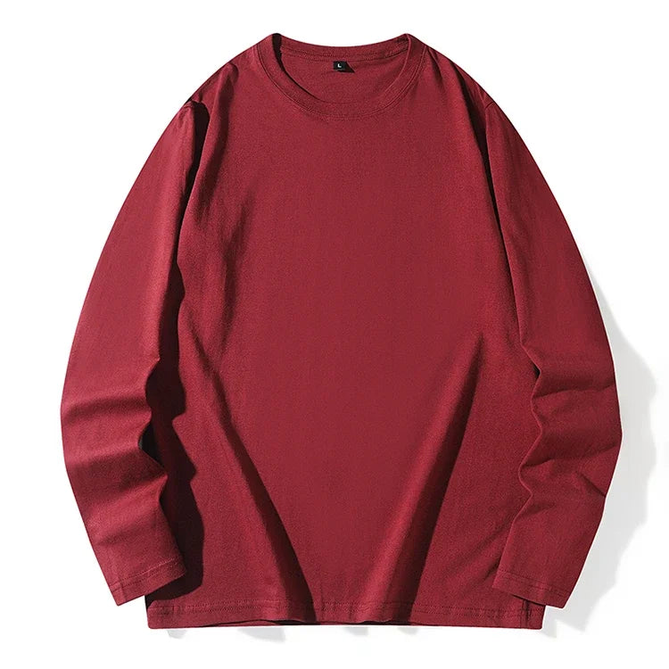 Men's Spring and Autumn New Long Sleeve T-shirt Simple and Fashionable Versatile Round Neck Underlay Top - Lootquake