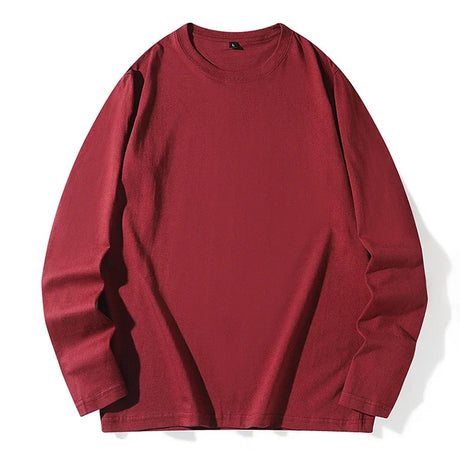 Men's Spring and Autumn New Long Sleeve T-shirt Simple and Fashionable Versatile Round Neck Underlay Top - Lootquake