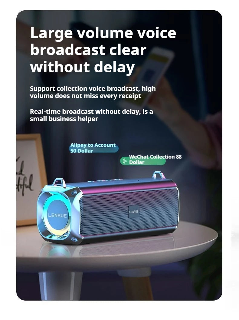 Altavoz Bluetooth portátil estéreo envolvente de 20 W con graves impactantes y luz colorida, subwoofer inalámbrico resistente al agua, boombox para karaoke en casa