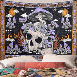 1pc Skeleton mushroom pattern tapestry, moon sun mandala tapestry, room decoration wall hanging