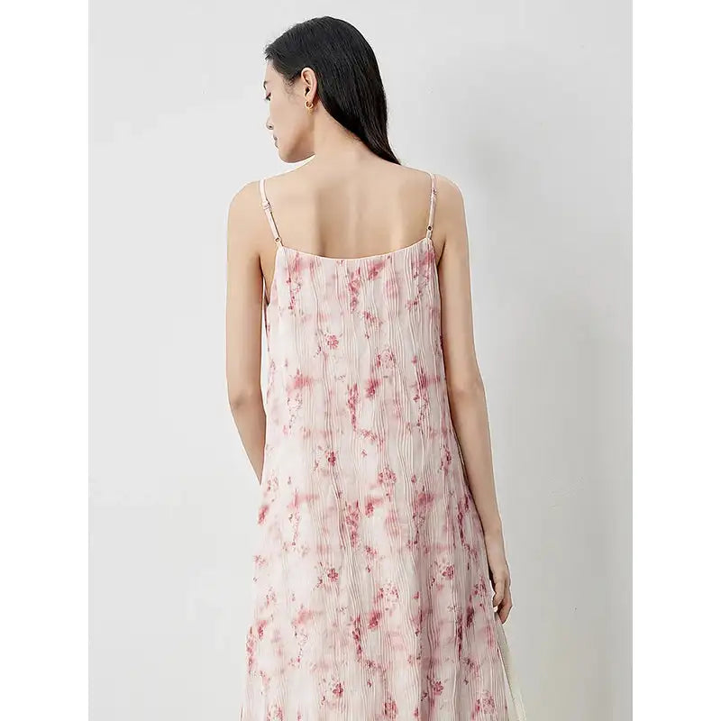 TOYOUTH Women Suspenders Dress 2024 Summer New Bohemian Oil Painting Printed Holiday Beach Sexy Straight Long Dress - Lootquake