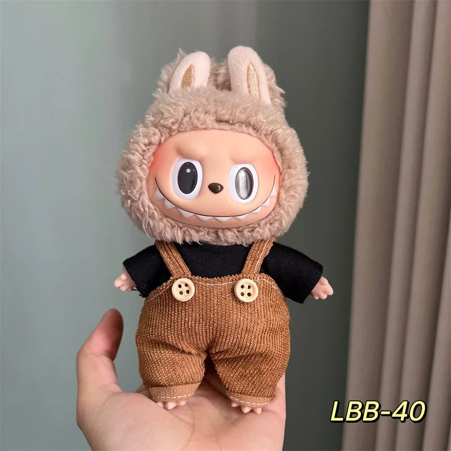 17cm Labubu Doll V1 V2 Hanging Accessories Vinyl Labubu Doll Outfit Changeable Clothes Plush Toy Baby Clothes Perfect Cute Gift