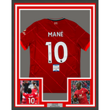 Camiseta de fútbol roja del Liverpool Beckett BAS COA enmarcada y autografiada de Sadio Mane (35 x 39)
