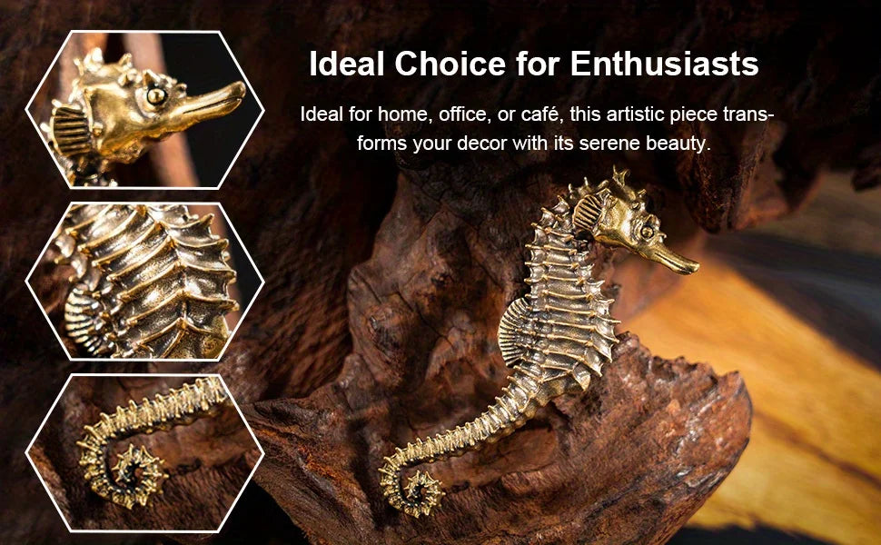 Brass Seahorse Sculpture Copper Seahorse Statue Mascot Exquisite Crafts Ornaments Office Decoration Business Gift