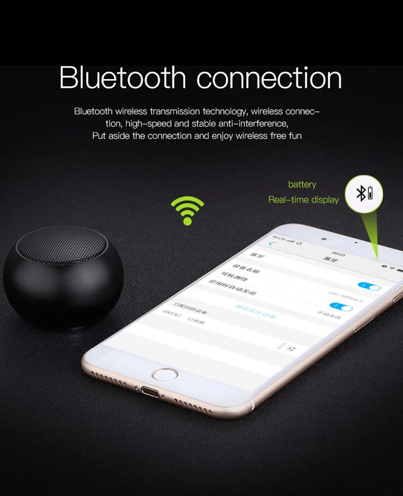 Altavoces inalámbricos Bluetooth TWS manos libres, altavoz portátil para teléfono celular, pequeño subwoofer, caja de sonido de graves, mini caja de sonido de metal