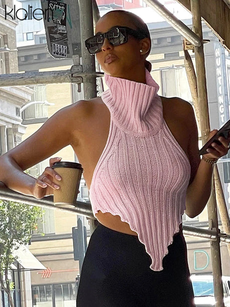 KLALIEN Fashion Y2K Streetwear Wild Slim Knit Tank Top Women Casual Activewear Solid Slim Stretch Female Vest Wild Top 2022 - Lootquake