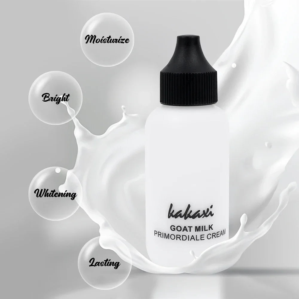 Base de maquillaje líquida de leche de cabra de 50 ml, hidratante, control de grasa, mate, corrector, resistente al agua, para el acné, maquillaje.