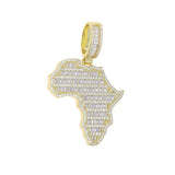 New Arrive Rectangle Cubic Zirconia CZ Paved Bling Africa Map Shaped Pendant Necklace Hip Hop Men Boy Cool Meaning Jewelry - Lootquake