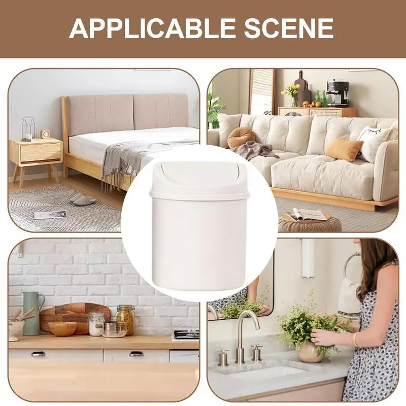 universal Waste Bin with Lid Desktop Office Organizer Storage Home Garbage Basket Container Table Trash Bin Small Trash Can
