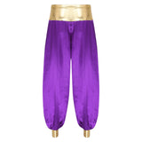 Halloween Men Arabian Indian Prince Cosplay Costume Stain Shiny Harem Trousers Arab Costume Carnival Dress Up Lantern Long Pants