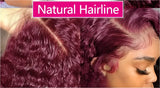 30" Curly Burgundy & Chocolate Brown 13x6 HD Lace Frontal Wig | 99J Colored Human Hair Wig for Women | Deep Wave