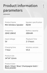 Mini Bluetooth Speaker 3D HIFI Stereo Surround Wireless Speaker Music Player Outdoor Portable USB Speaker Built-In Microphone