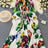 Spring Holiday Print Long Dress For Women Fashion Loose Lantern Sleeve Party Robe Female Big Swing Tassels Belt Pleated Clothes - Lootquake