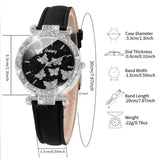 6PCS/Set Women Watch Set Rhinestone Quartz Wristwatch Butterfly Element Dial Watch Set Butterfly Jewelry Set Gift For Girls - Lootquake