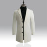 2024 Spring Autumn New Long Cotton Coat New Wool Blend Pure Color Casual Business Fashion Men's Clothing Slim Windbreaker Jacket - Lootquake