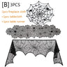 Halloween Decorations Set Spider Web Table Runner Fireplace Scarf Cover Tablecloth 3D Bats Wall Stickers Halloween Party Decor
