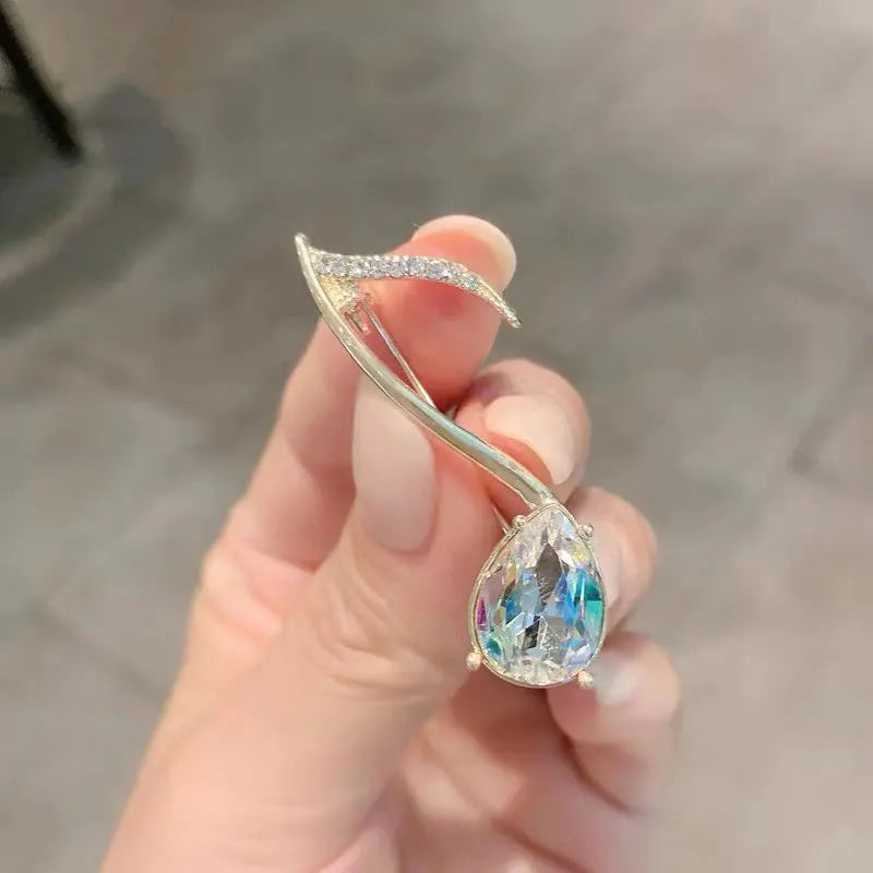 Luxury Crystal Music Note Brooch Pin Jewelry for Women