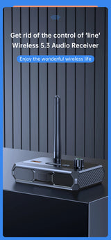 Receptor de audio Bluetooth 5.3 compatible con USB U-Disk Play, adaptador inalámbrico R/L, 2 RCA/3,5 mm AUX/fibra óptica para altavoz de kit de coche.