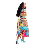 2024 Spring Summer New Cross-border Wishdress Women's Clothing Artistic Printing Plenty Folds Seven-half Sleeves Long Dress - Lootquake