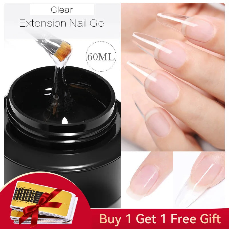 BORN PRETTY 60/30 ml Gel de extensión de uñas de gelatina dura Esmalte de uñas de gel Uñas francesas Nude Rosa Blanco Transparente Suministros de uñas Gel para extensión