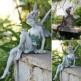 Flower Fairy Sculpture Garden Landscaping Yard Art Ornament Resin Turek Sitting Statue Outdoor Angel Figurines Craft Decoration