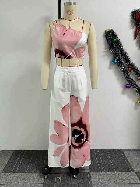 2 Piece Women Sets 2024 New Arrival Summer Autumn Matching Printing Two Pieces Sets Sleeveless Top And Pants Suits Outfits - Lootquake